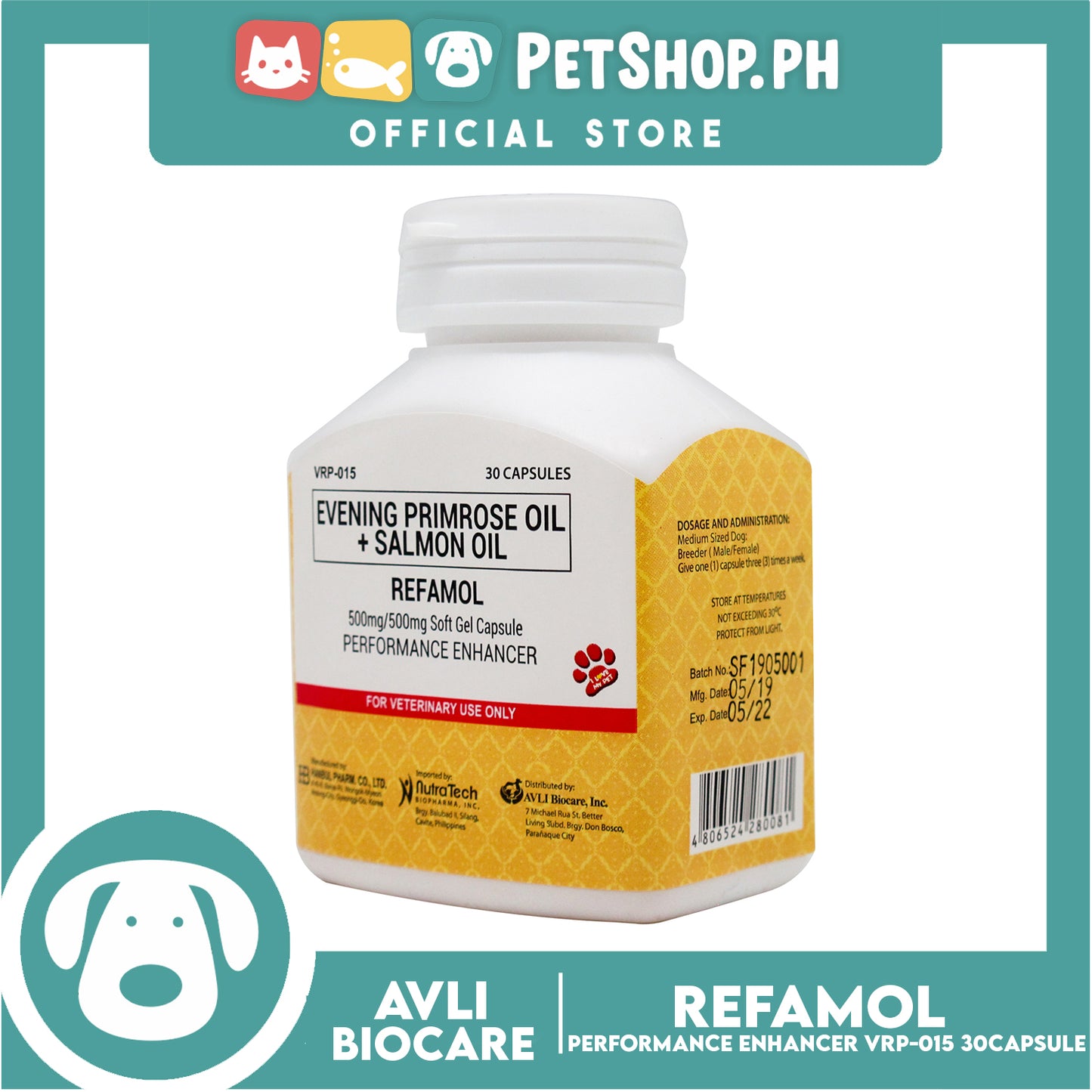 30pcs Refamol Capsules Evening Primrose Oil with Salmon Oil 500mg Performance Enhancer