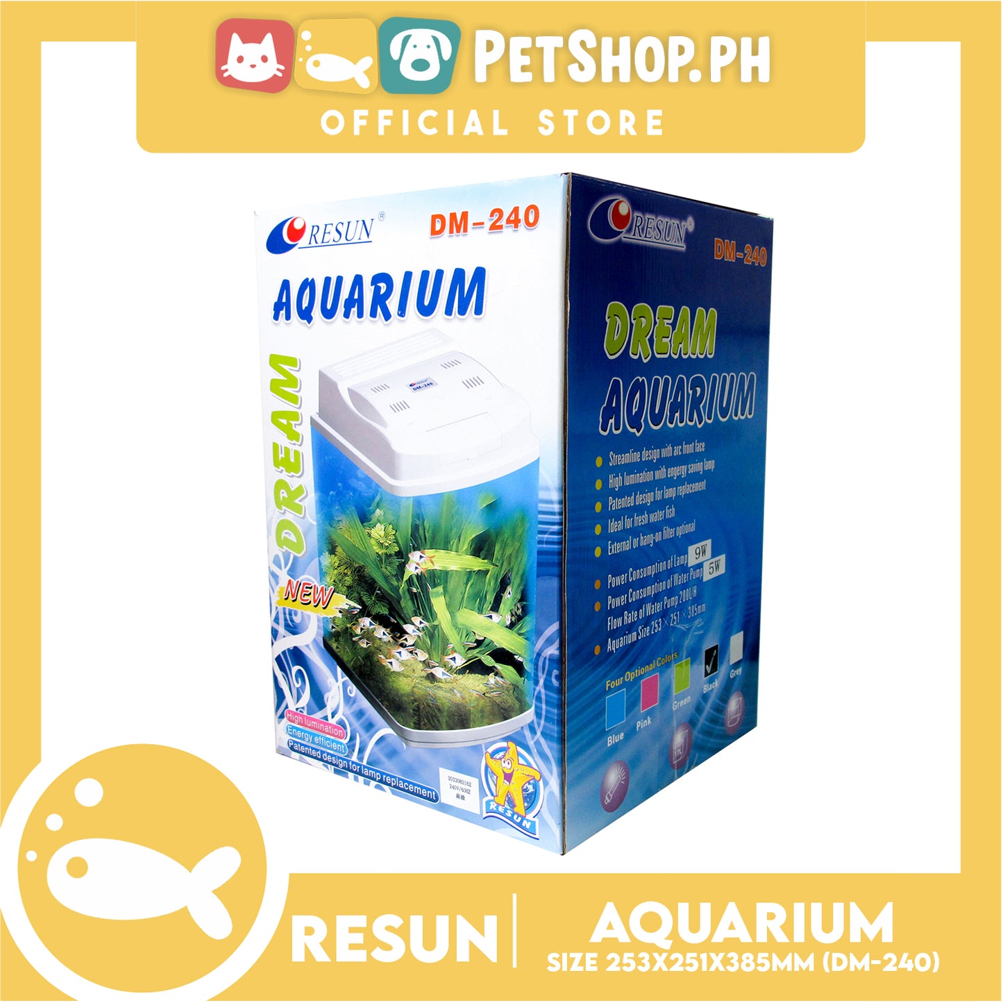 Resun Portait Dream Aquarium Fish Tank DM-240 Complete Set