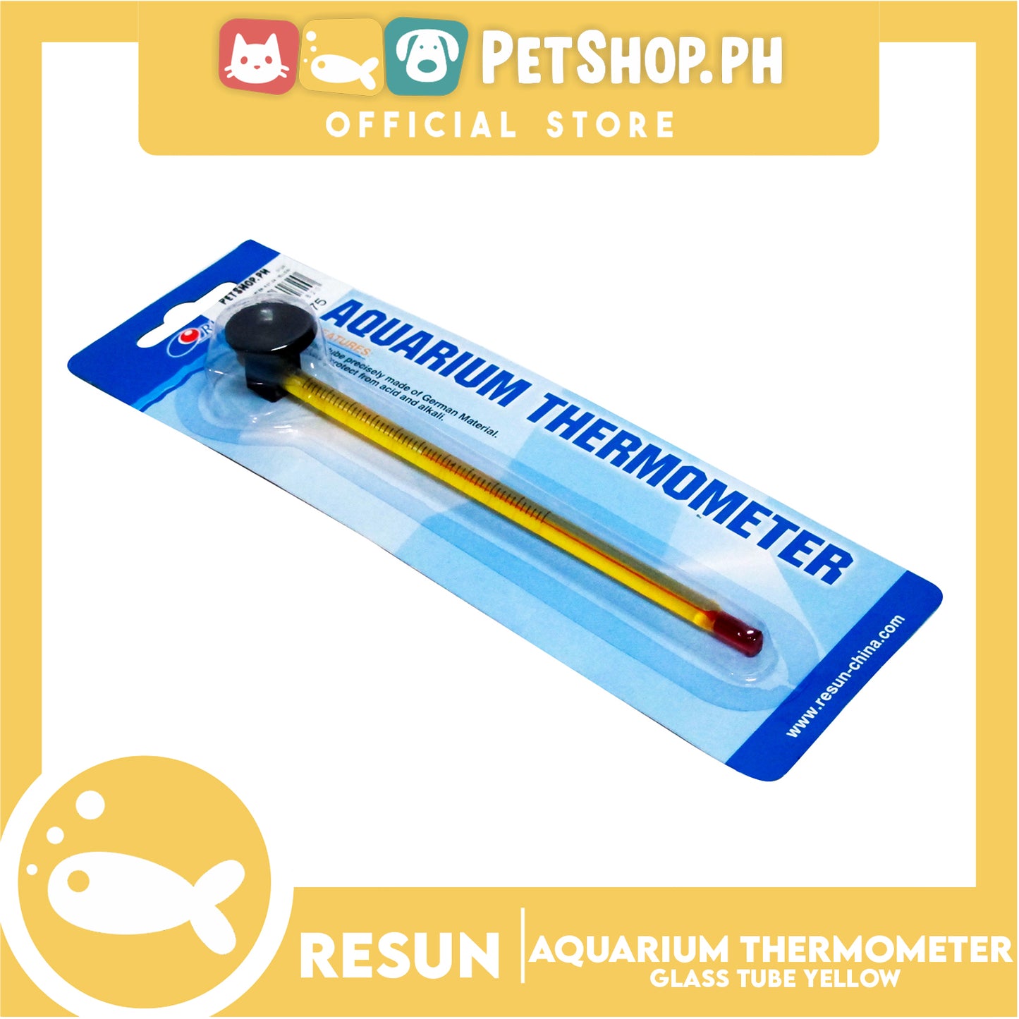 Resun Floating Aquarium Thermometer RST 04 with Suction Cup (Yellow)