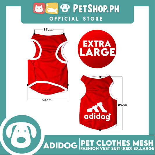 Adidog Pet Clothes Mesh Vet, Summer Dog Clothes, Breathable Mesh Vet, Dog Shirt, Pet Jersey, Fashion Vest Suit for Dogs (Red) (Extra Large)
