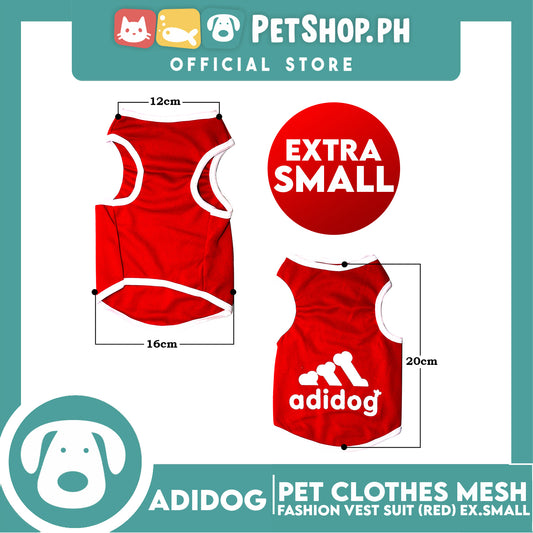 Adidog Pet Clothes Mesh Vet Extra Small (Red) Dog Shirt, Dog Sando Jersey