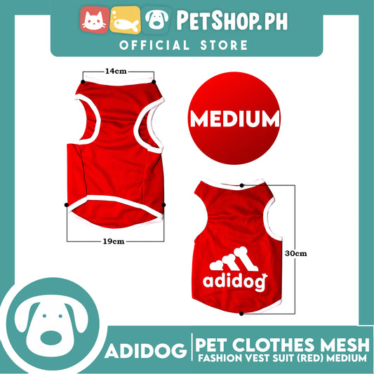 Adidog Pet Clothes Mesh Vet, Summer Dog Clothes, Breathable Mesh Vet, Dog Shirt, Pet Jersey, Fashion Vest Suit for Dogs (Red) (Medium)