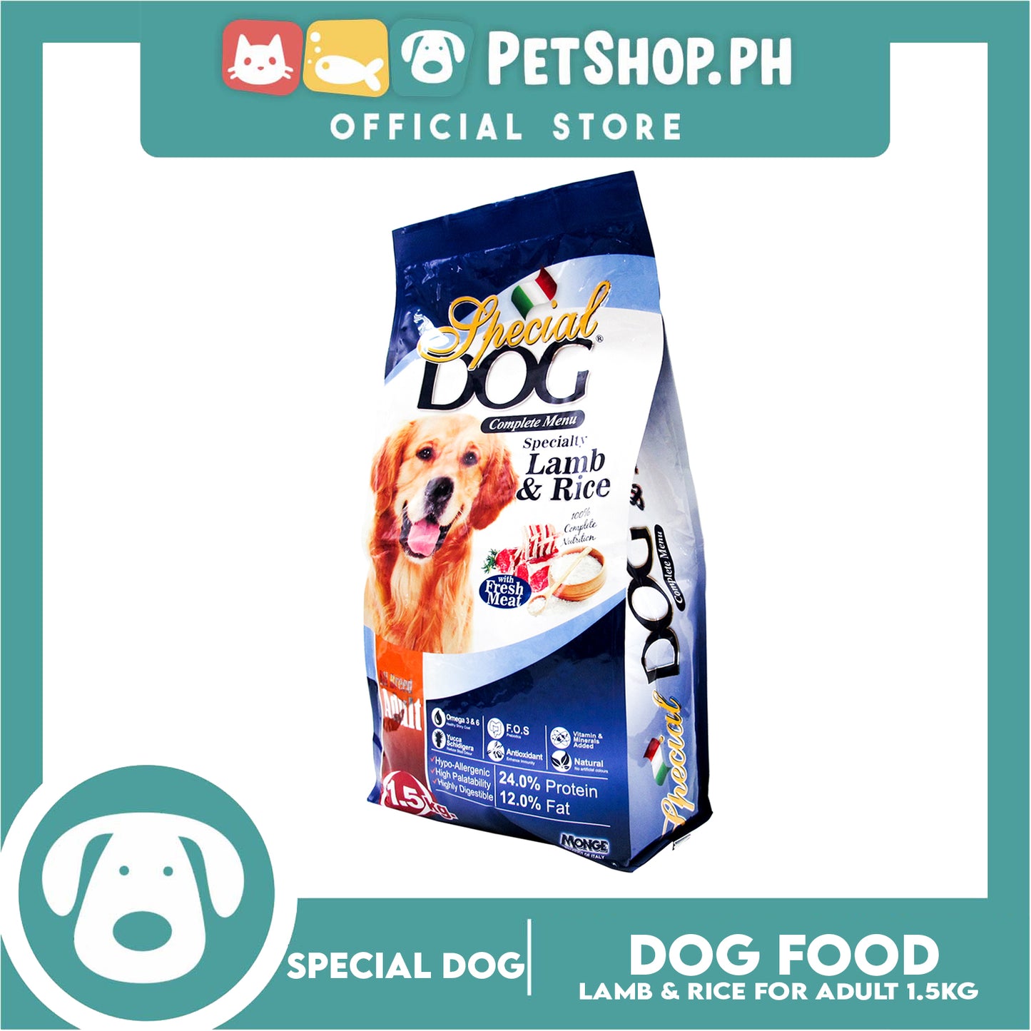 Special Dog Adult Lamb and Rice 1.5kg For All Breed Adult, Dog Dry Food