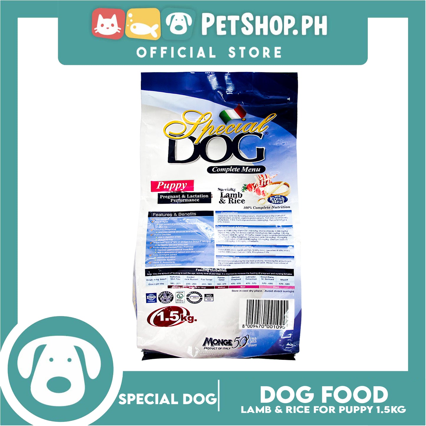 Special Dog Adult Lamb and Rice 1.5kg For All Breed Adult, Dog Dry Food