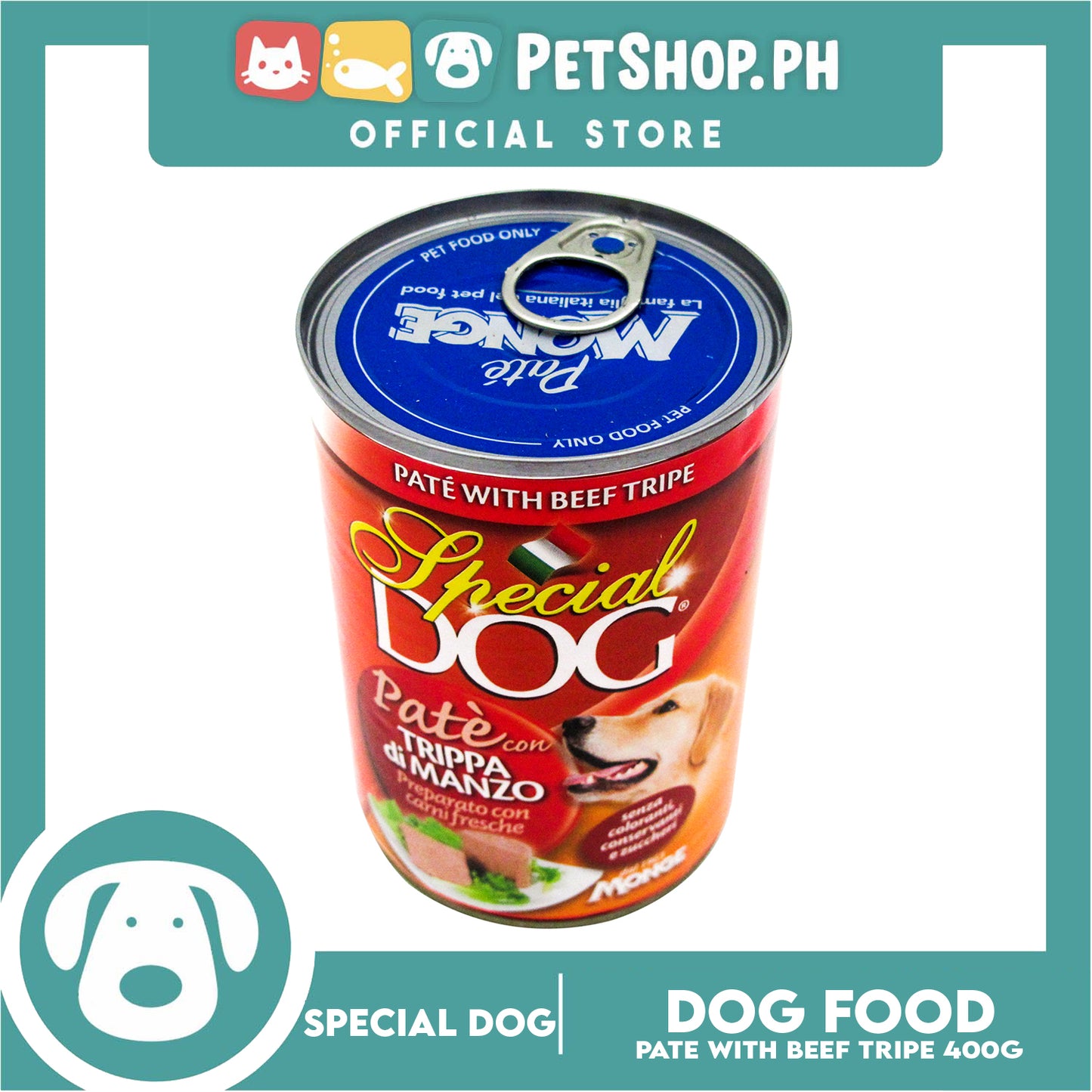 Monge Special Dog Pate 400g (Pate With Beef Tripe) Dog Wet Food, Dog Canned Food