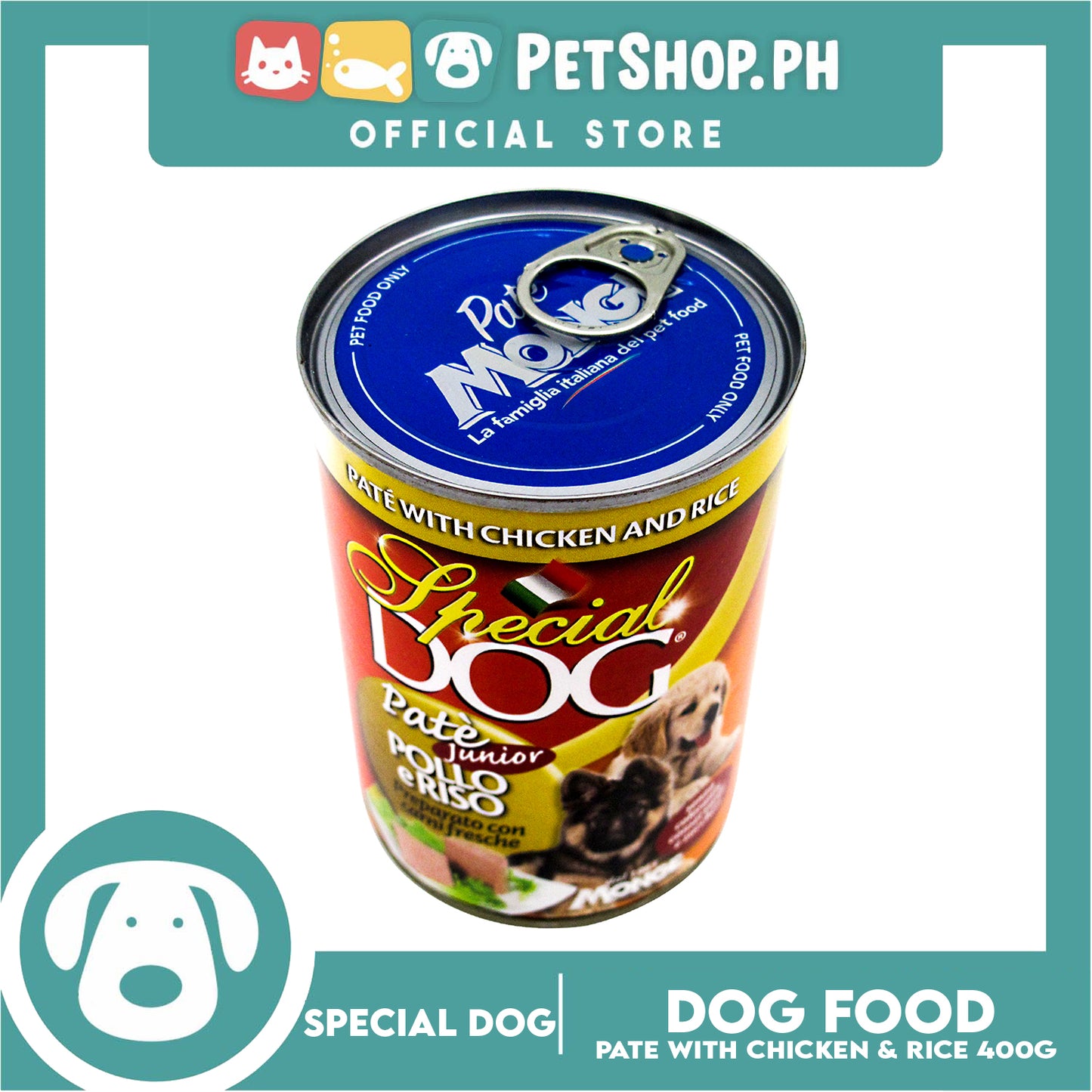 Monge Special Dog Pate Junior 400g (Pate With Chicken And Rice) Dog Wet Food, Dog Canned Food