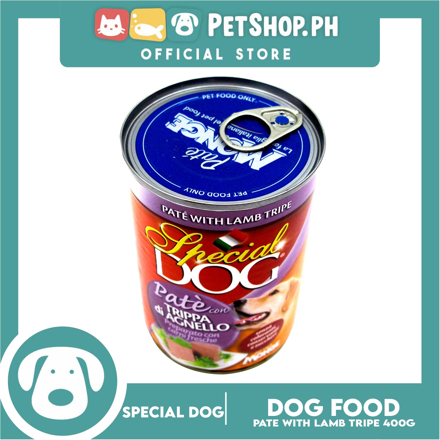 Monge Special Dog Pate 400g (Pate With Lamb Tripe) Dog Wet Food, Dog Canned Food