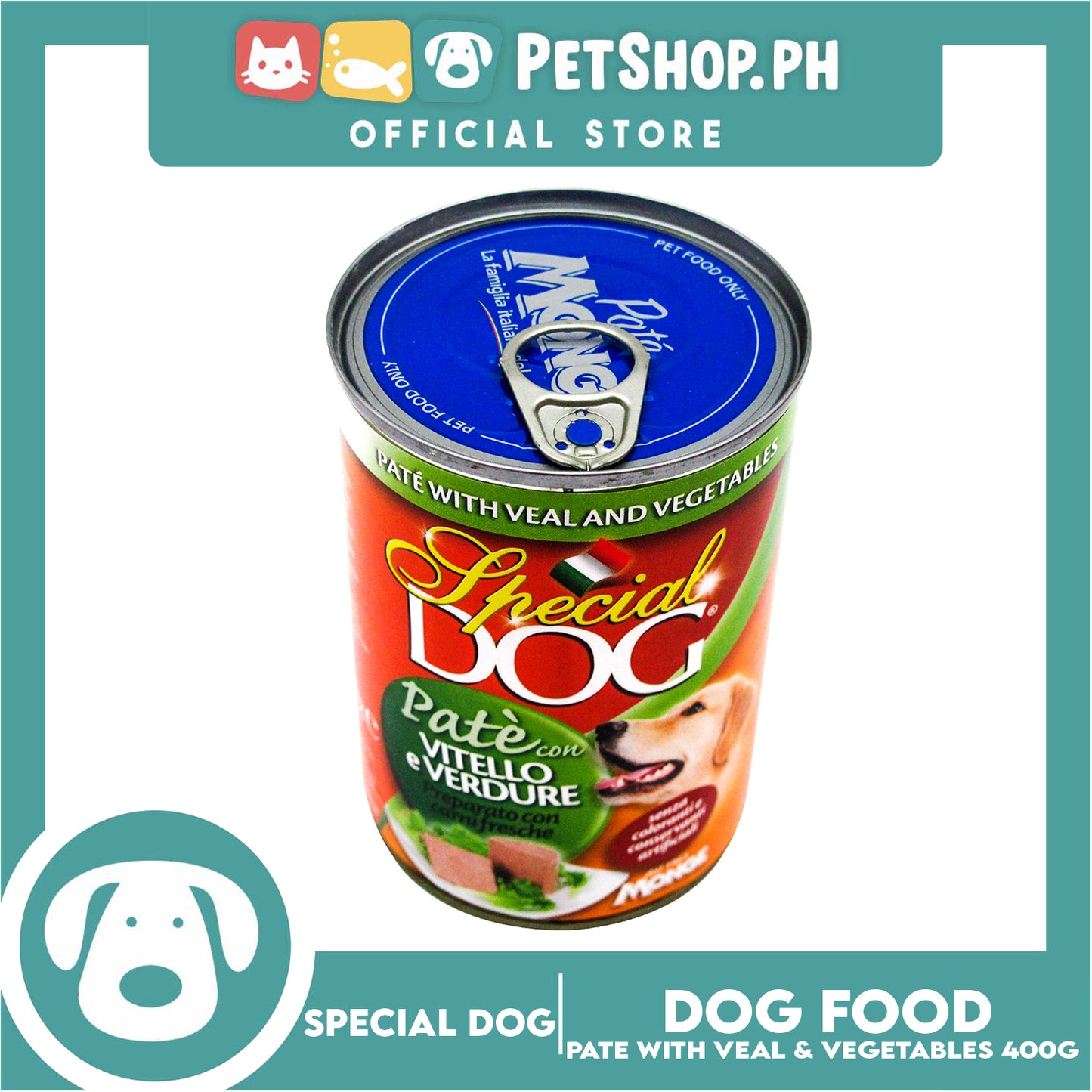 Monge Special Dog Pate 400g (Pate Veal And Vegetables) Dog Wet Food, Dog Canned Food
