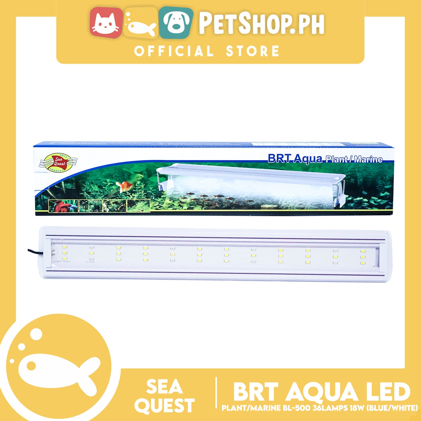 Aqua Sea Quest Product BRT Aqua Plant Marine (Blue/White) BL-500 50cm Lamp Size, 50-60cm Aquarium Size, Lamp Bead 36, 18W Power (15-20 Gallon)