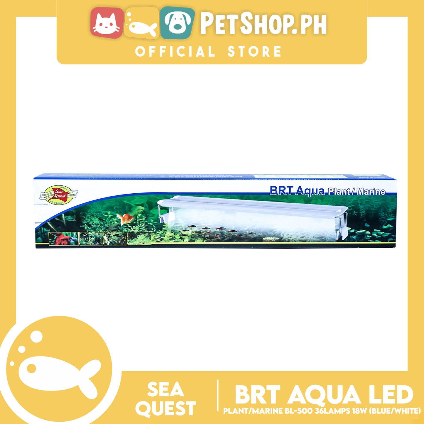 Aqua Sea Quest Product BRT Aqua Plant Marine (Blue/White) BL-500 50cm Lamp Size, 50-60cm Aquarium Size, Lamp Bead 36, 18W Power (15-20 Gallon)