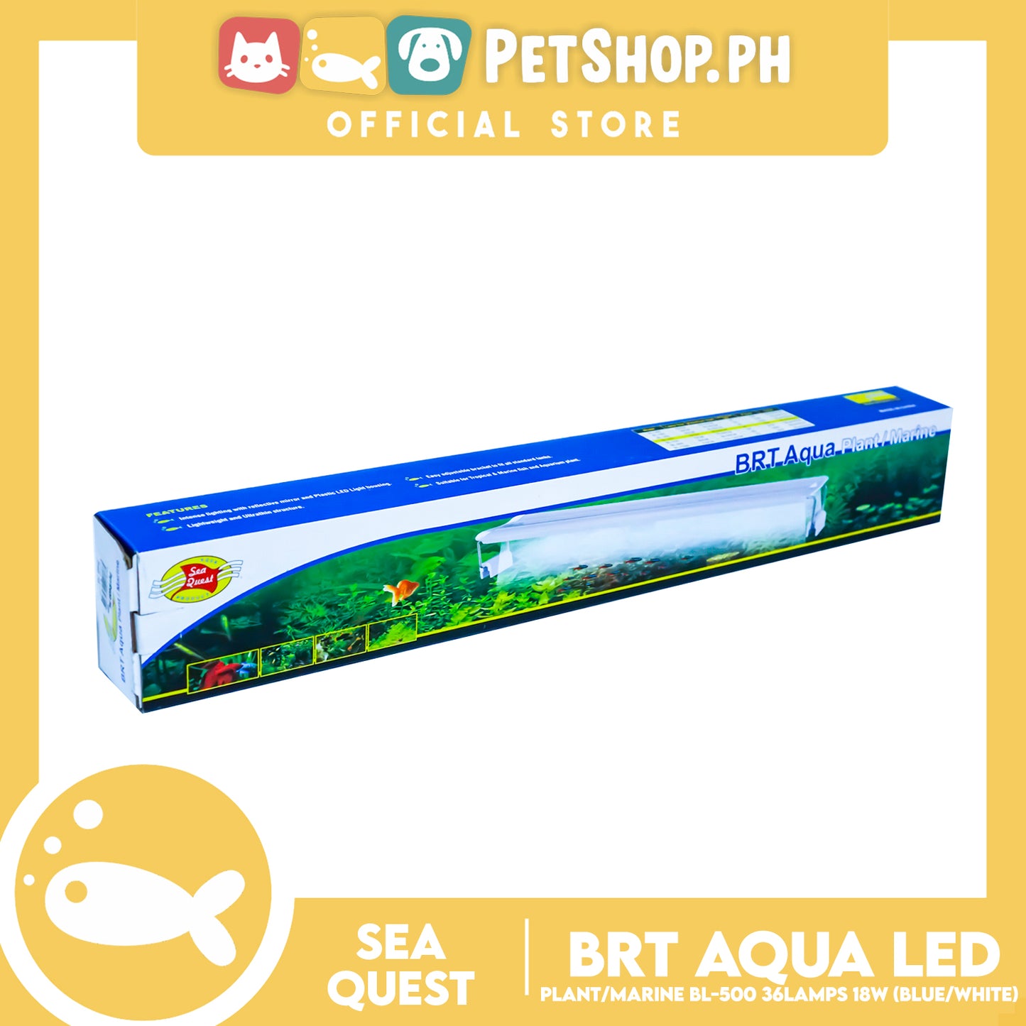 Aqua Sea Quest Product BRT Aqua Plant Marine (Blue/White) BL-500 50cm Lamp Size, 50-60cm Aquarium Size, Lamp Bead 36, 18W Power (15-20 Gallon)
