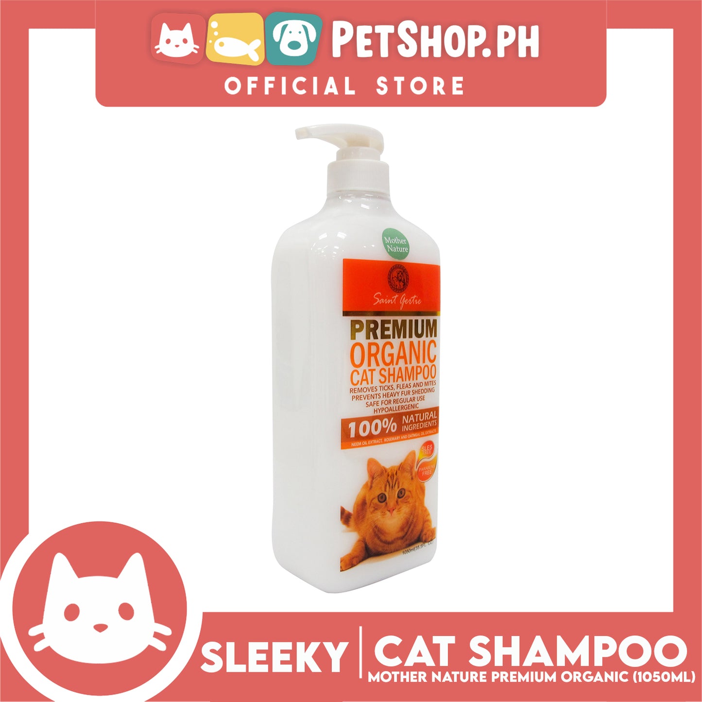 Saint Gertie Premium Organic Cat Shampoo Mother Nature 1050mL