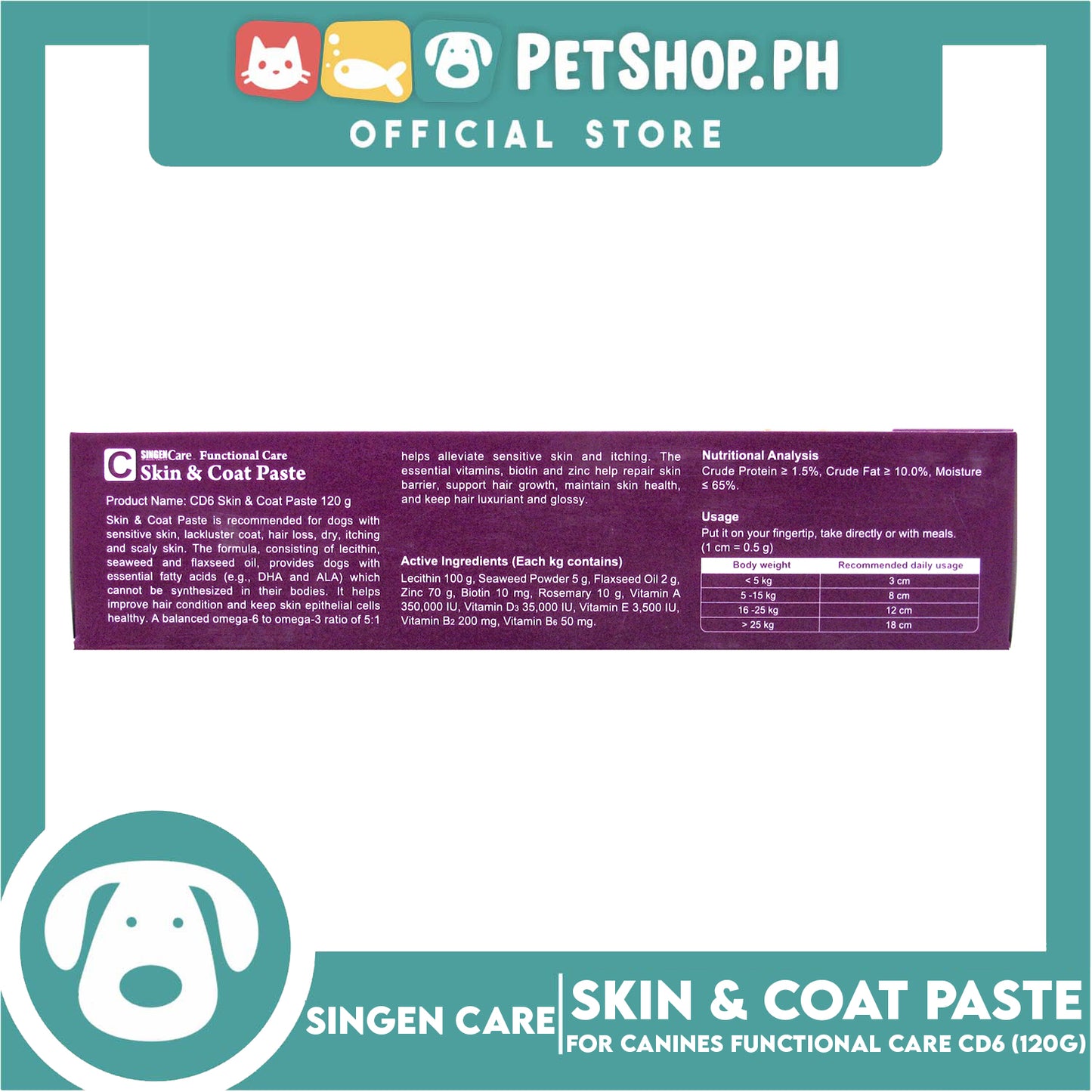 Singen Functional Care CD6 Skin And Coat Paste For Dogs 120g