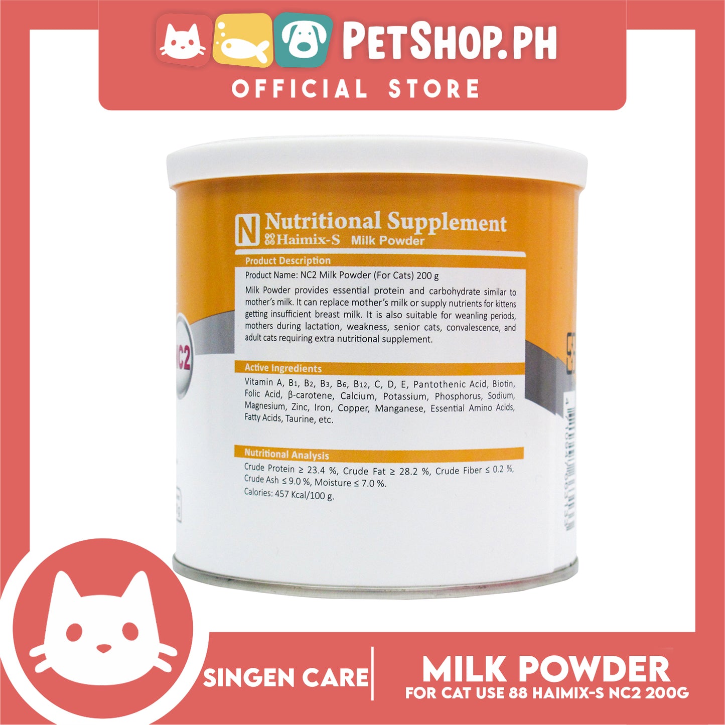 Singen Care Nutritional Supplement NC2 Milk Powder 200g Cat Milk Powder