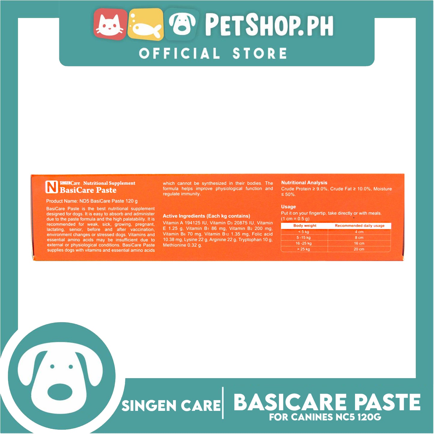 Singen Nutritional Supplement ND5 Basicare Paste 120g for Dogs