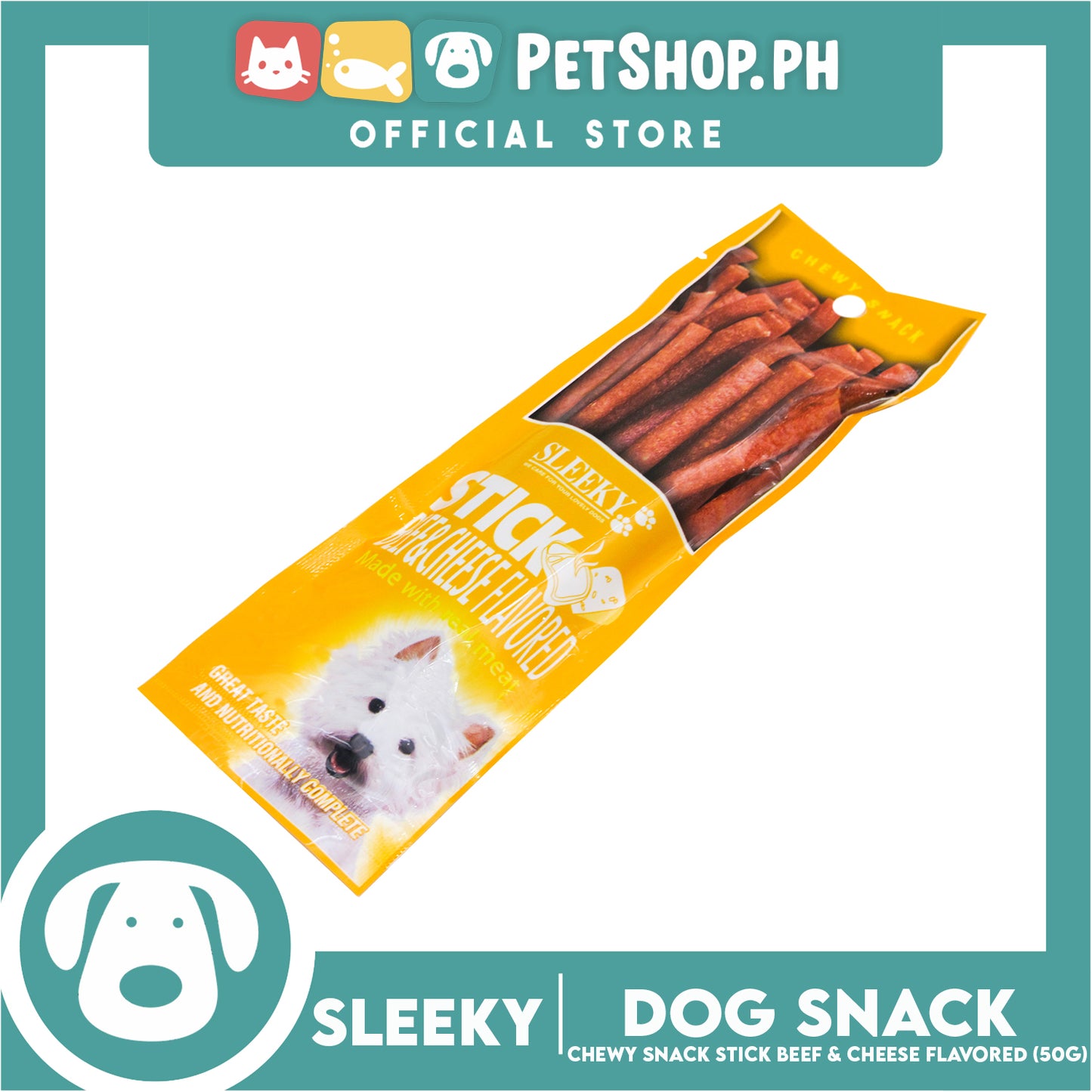 Sleeky Chewy Snack Stick Beef and Cheese Flavored 50g Dog Treats