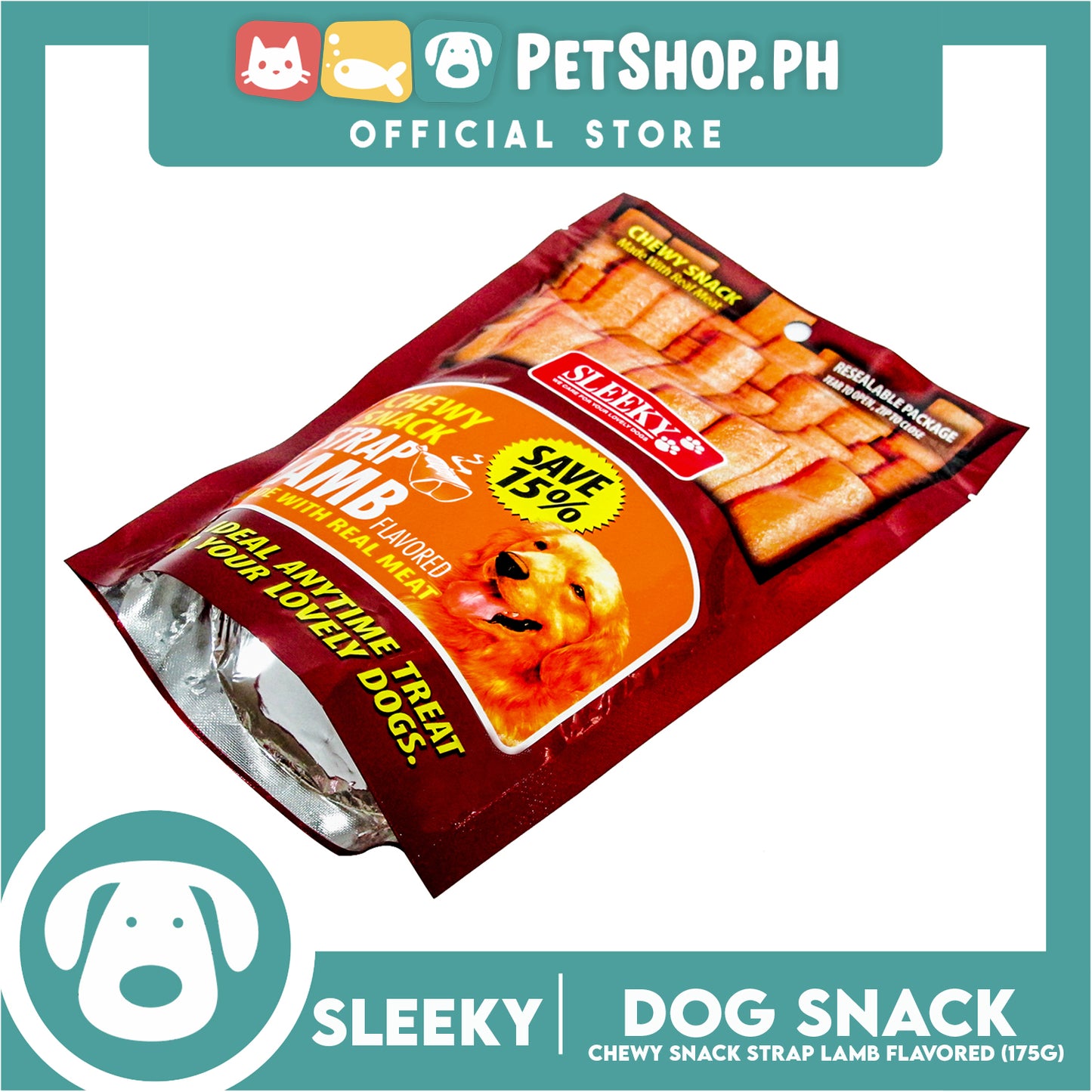 Sleeky Chewy Strap Lamb Flavored 175g Dog Treats