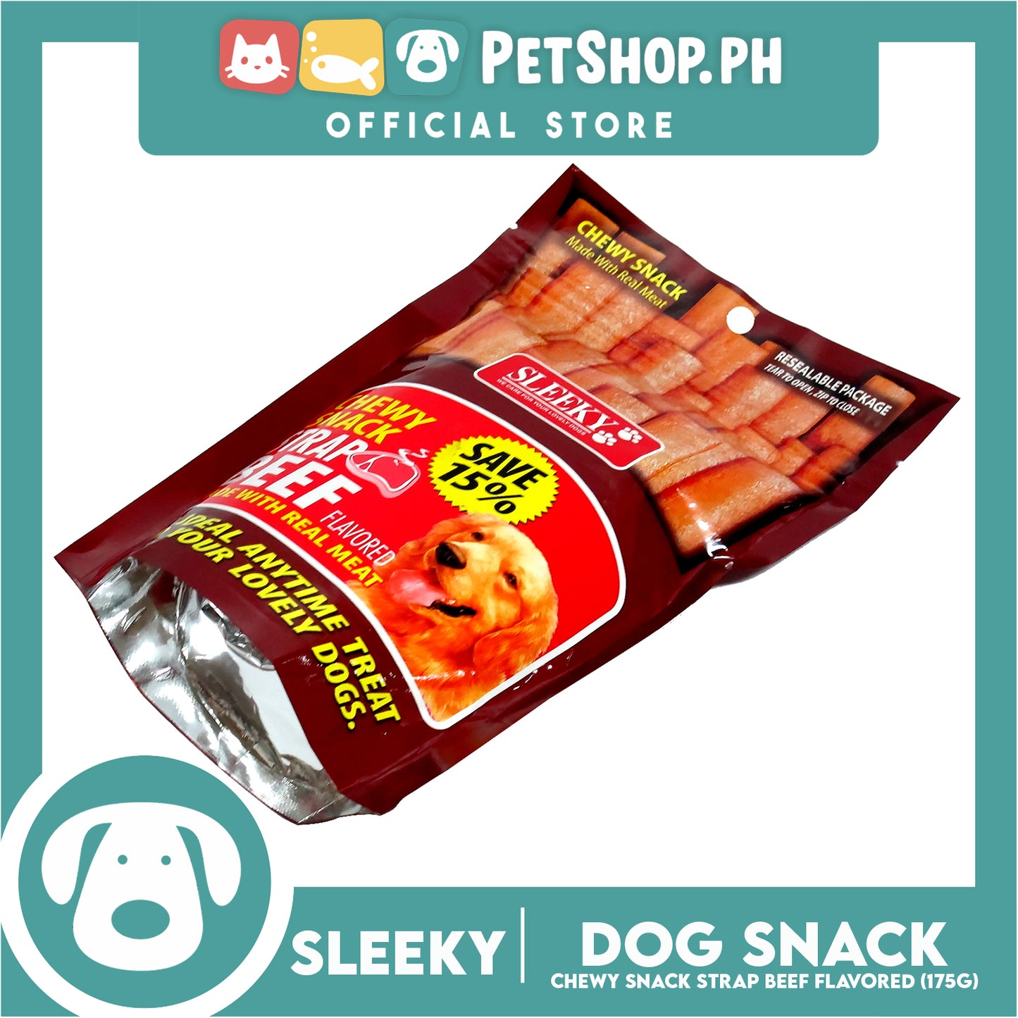 Sleeky Chewy Strap Beef Flavored 175g Dog Treats