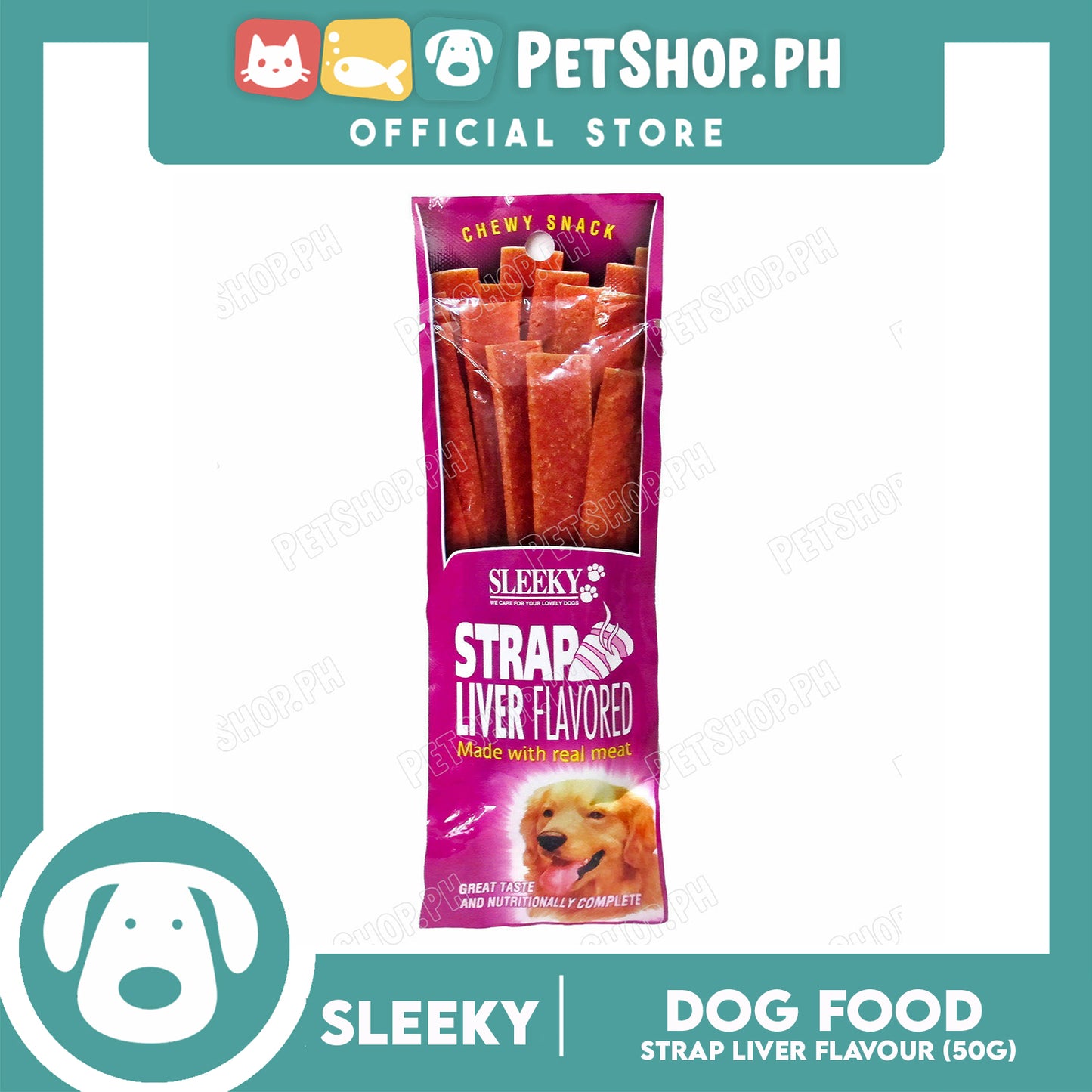 Sleeky Chewy Strap Liver Flavored 50g Dog Treats