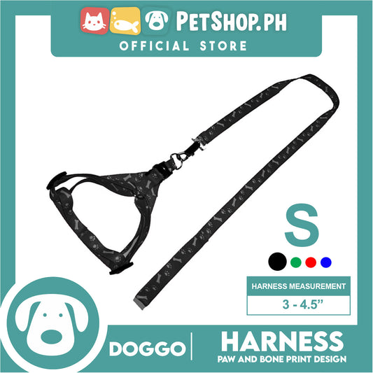 Doggo Harness Leash With Design Small Size (Black) Harness Leash for Your Puppy