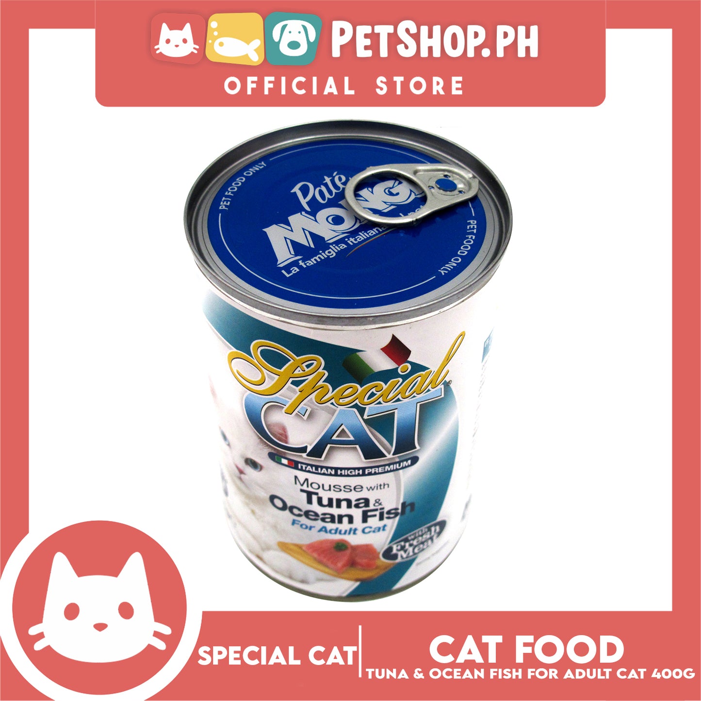 Monge Special Cat Mousse 400g (Tuna and Ocean Fish) Cat Wet Food, Cat Canned Food