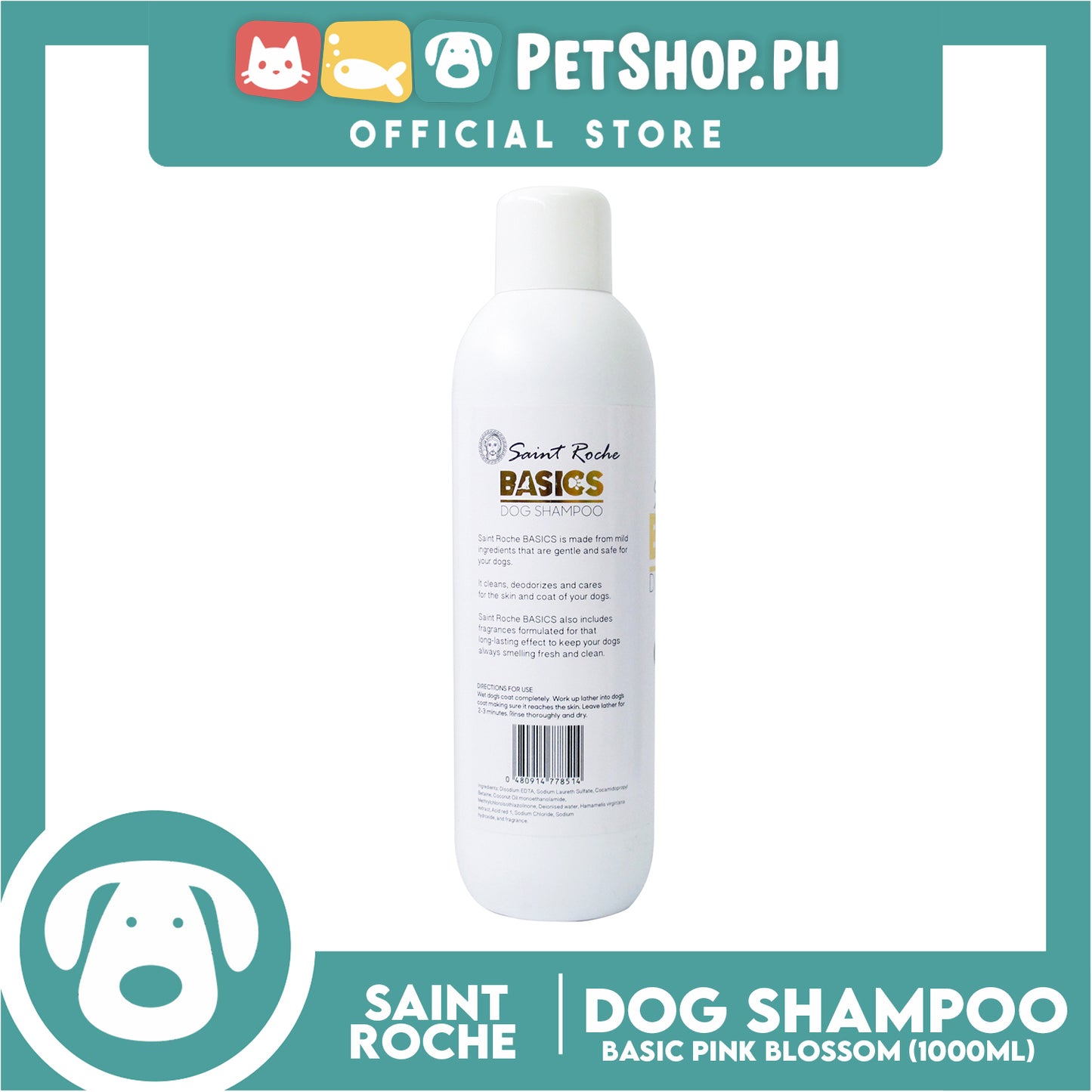Saint Roche Basics (Pink Blossom) 1 Liter Dog Shampoo