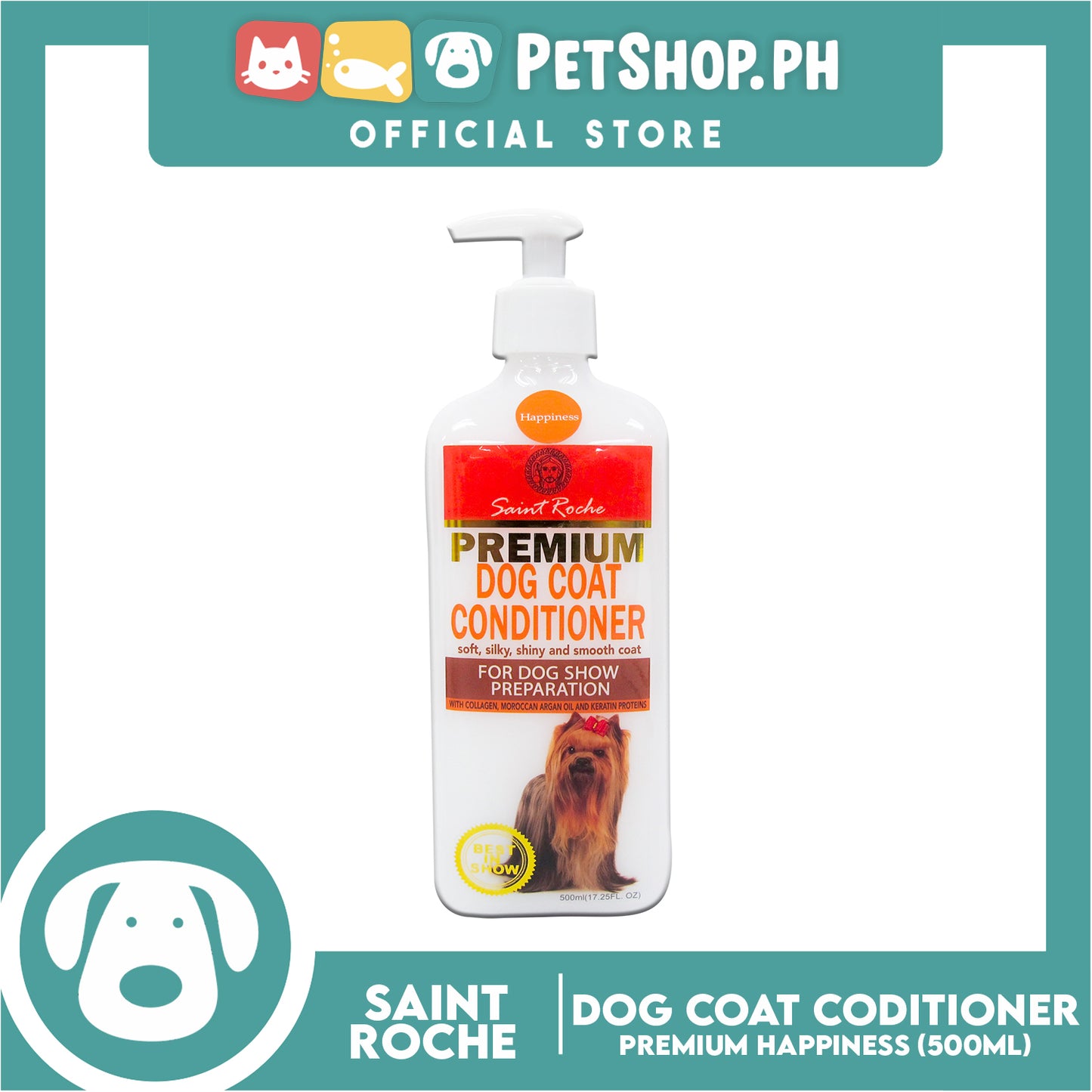 Saint Roche Premium Dog Coat Conditioner (Happiness Scent) 500ml For Dog Show Preparation