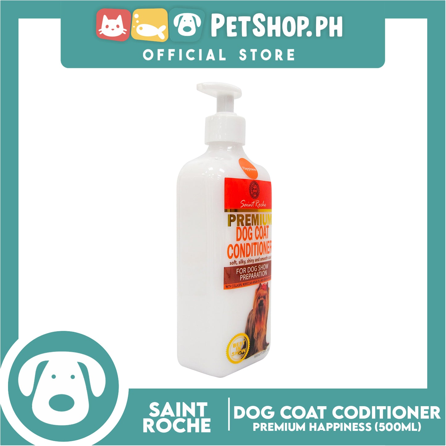 Saint Roche Premium Dog Coat Conditioner (Happiness Scent) 500ml For Dog Show Preparation