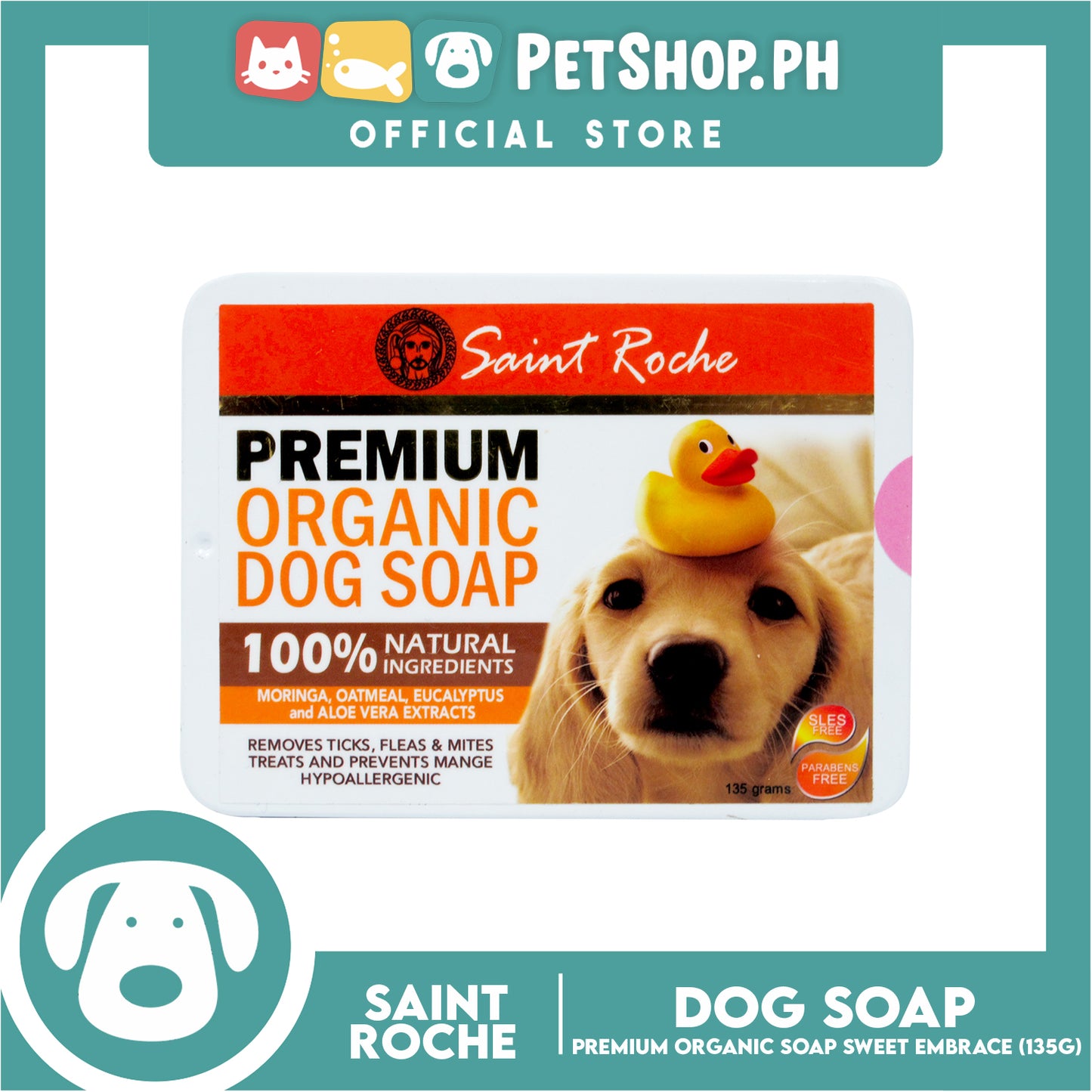 Saint Roche Premium Organic Soap (Sweet Embrace Scent) 135g Dog Soap