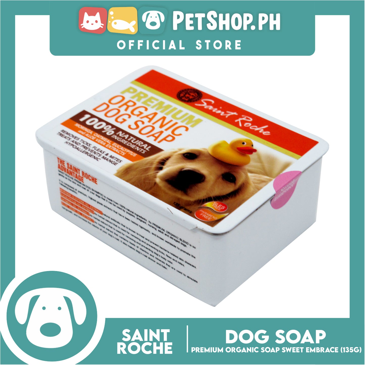 Saint Roche Premium Organic Soap (Sweet Embrace Scent) 135g Dog Soap