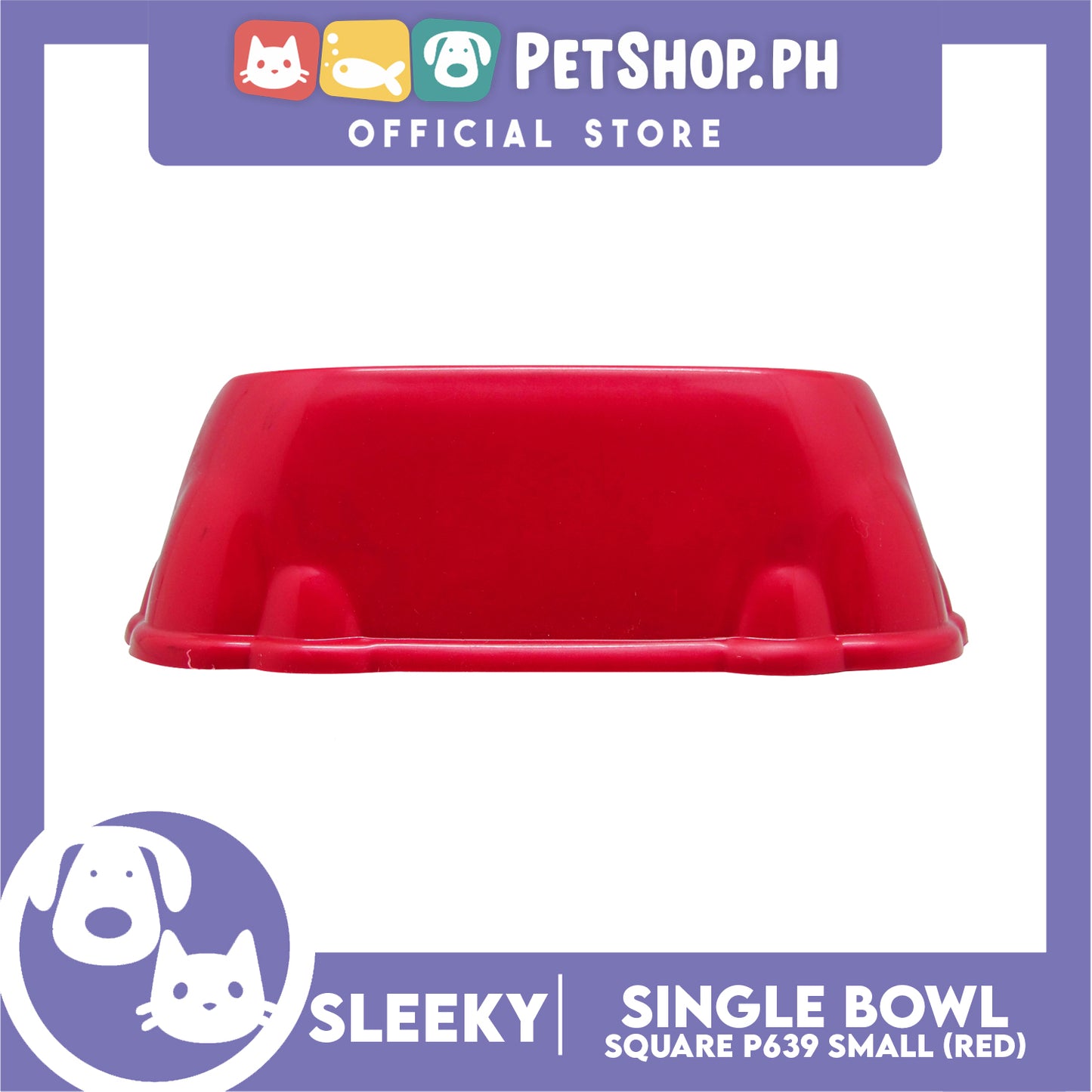 P639 Square Single Bowl Small Red