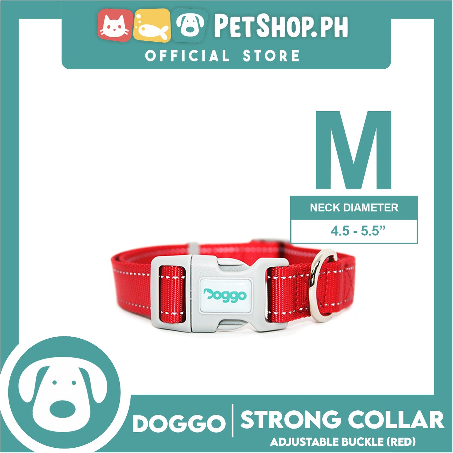 Doggo Strong Collar Medium Size (Red) Soft And Durable Collar for Your Dog