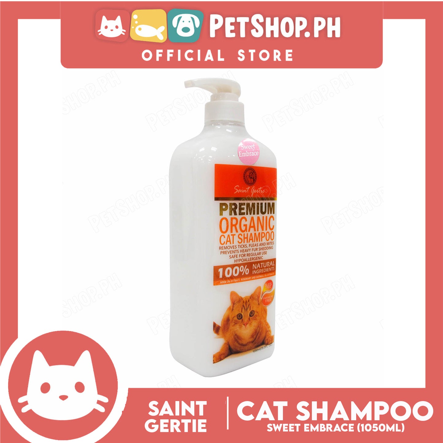Saint Gertie Premium (Sweet Embrace Scent) 1050ml Organic Cat Shampoo