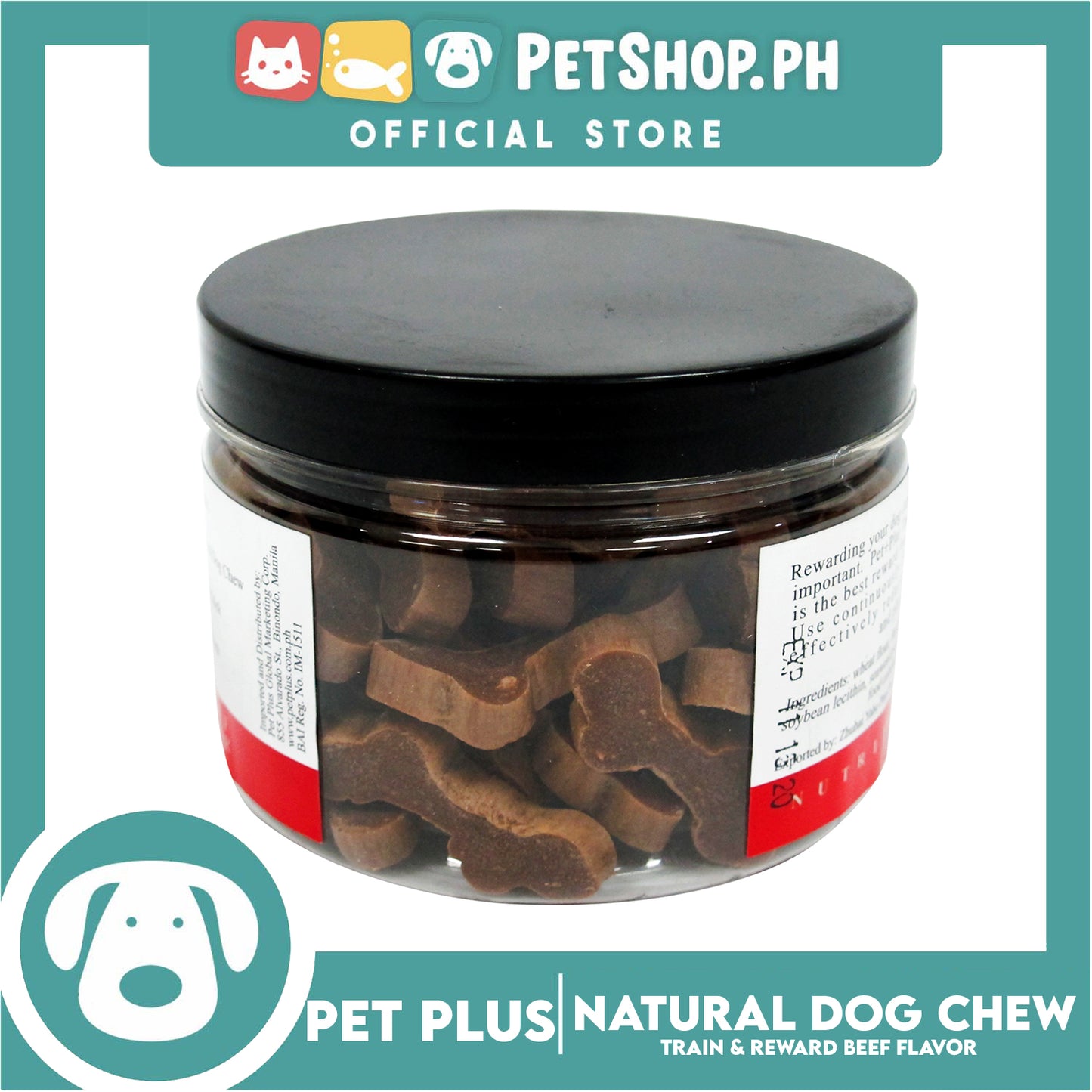 Pet Plus Train and Reward Dental Star Stick In a Jar (Natural Dog Chew Beef Flavor) 360 Brushing Action Designed for Dogs Reward Treats