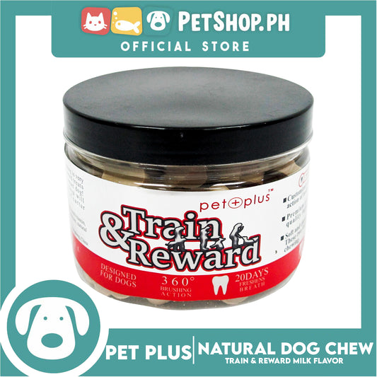 Pet Plus Train and Reward Dental Star Stick In a Jar (Natural Dog Chew Milk Flavor) 360 Brushing Action Designed for Dogs Reward Treats