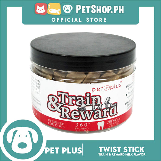 Pet Plus Train and Reward Dental Star Stick In a Jar (Twist Bone Milk Flavor) 360 Brushing Action Designed for Dogs Reward Treats