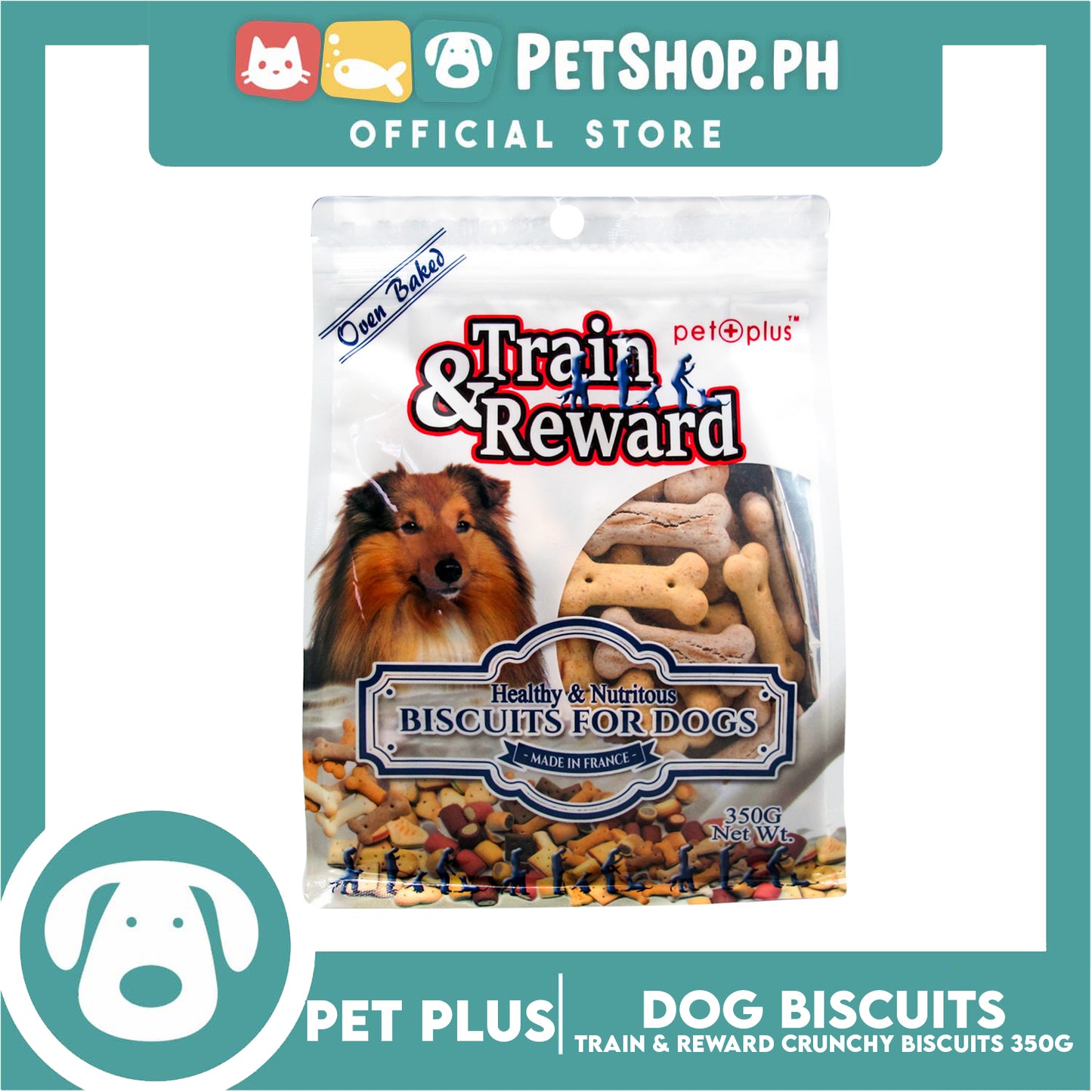 Pet Plus Train and Reward 350g (Mix Crunchy Biscuits) Healthy and Nutritious Biscuits For Dogs