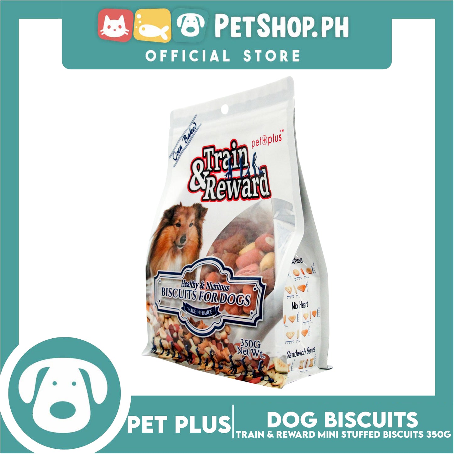 Pet Plus Train and Reward 350g (Mix Mini Stuffed Biscuits) Healthy and Nutritious Biscuits For Dogs
