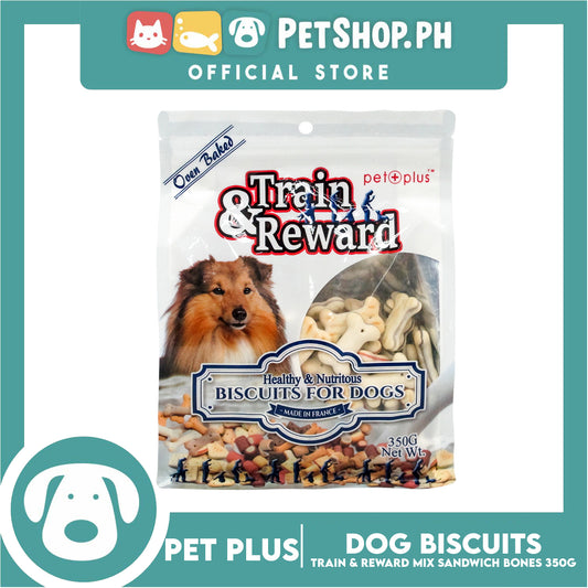 Pet Plus Train and Reward 350g (Mix Sandwich Bones Biscuits) Healthy and Nutritious Biscuits For Dogs