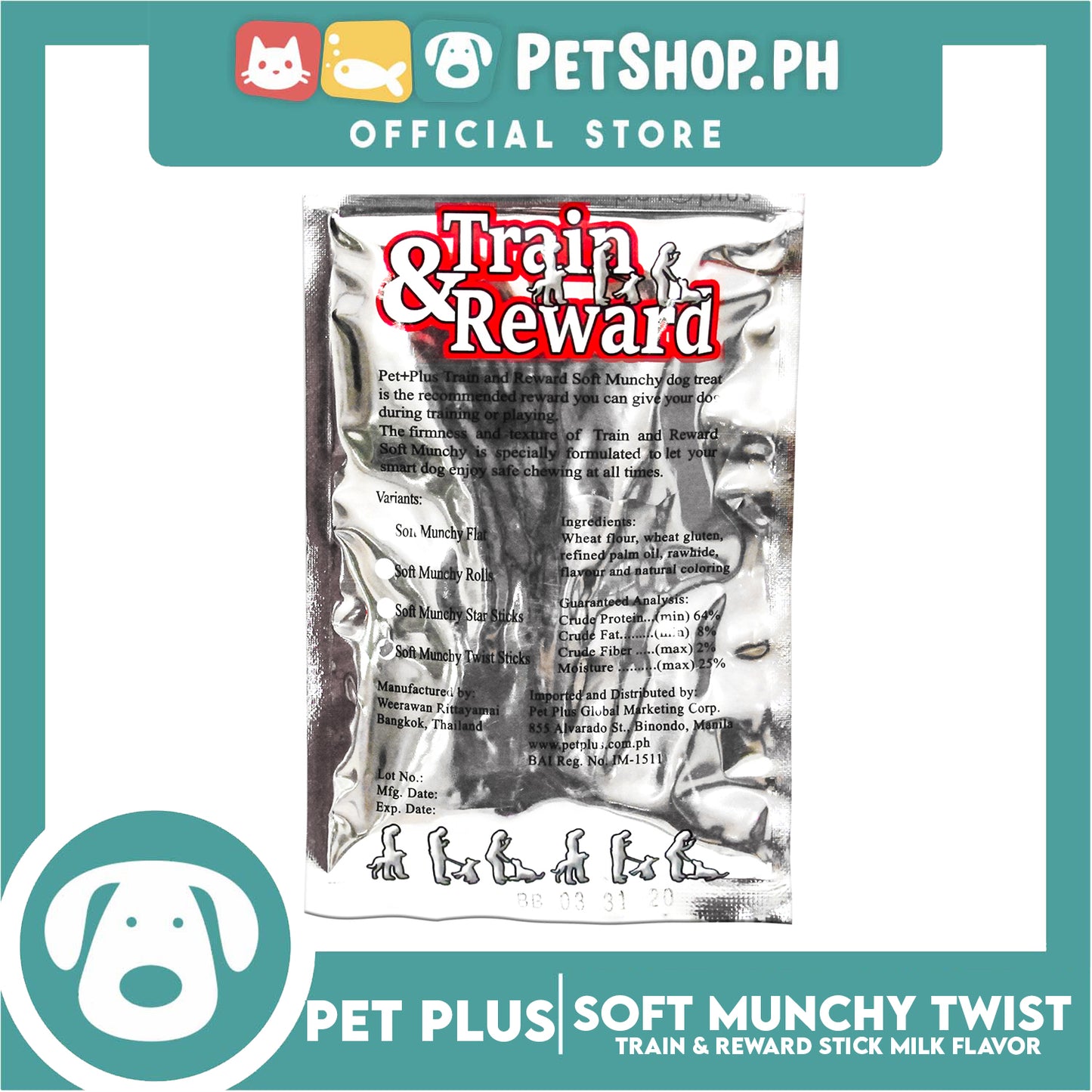 Pet+PlusTrain & Reward Soft Munchy Twist Stick 6pcs/pack