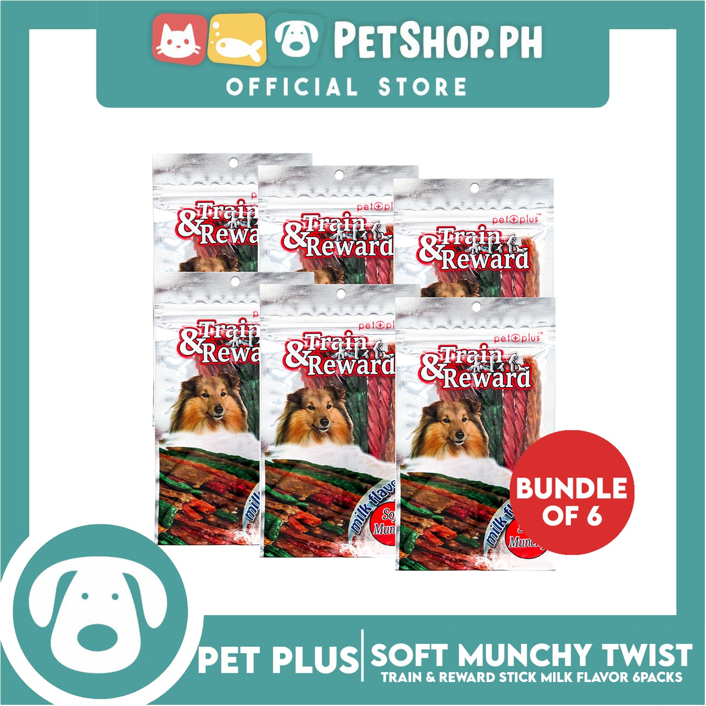 Pet+PlusTrain & Reward Soft Munchy Twist Stick 6pcs/pack
