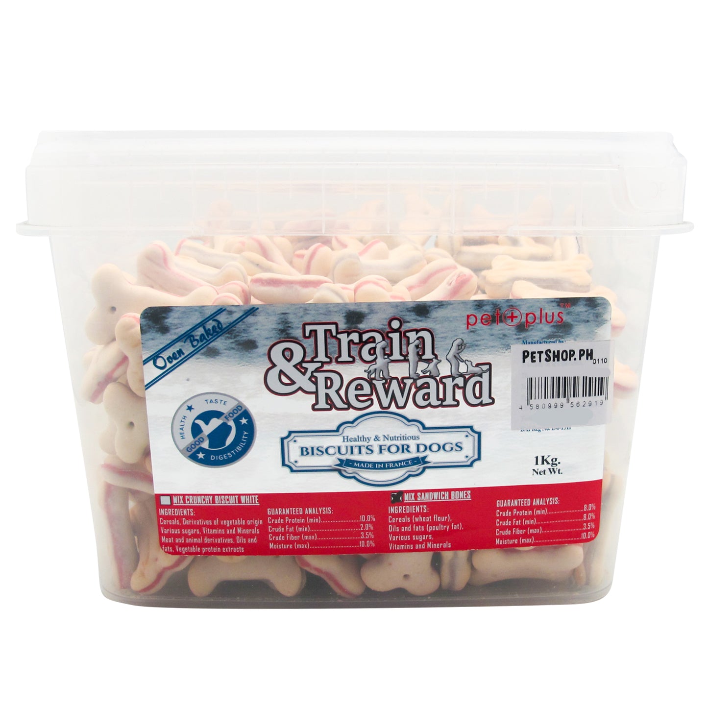 Pet Plus Train and Reward 1kg (Mix Sandwich Biscuits) Healthy and Nutritious Biscuits For Dogs