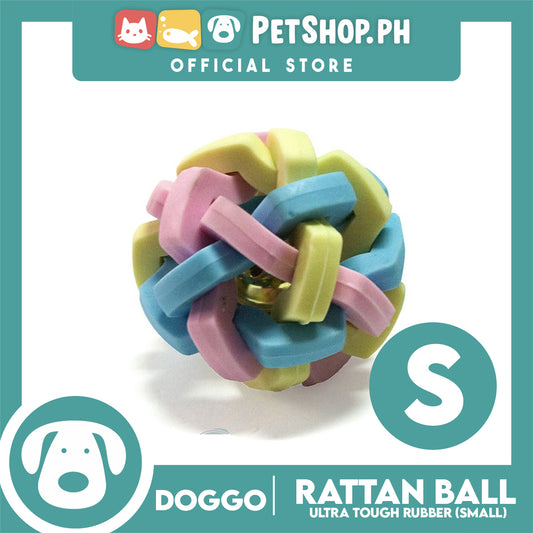 Doggo Rattan Ball Rubber with Bell (Small) Toy for Dog