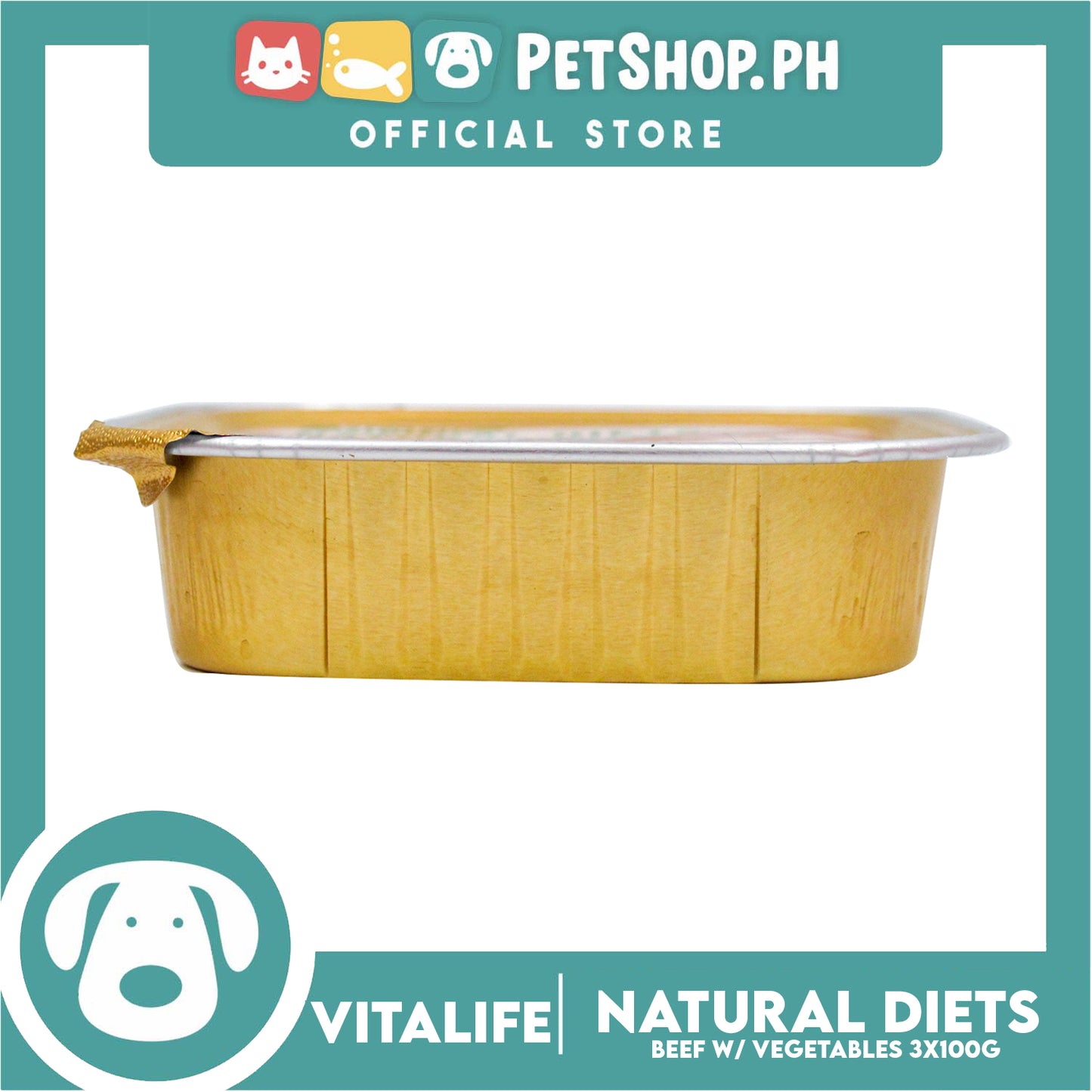 3pcs VitaLife Natural Diets, Grain Free 100g (Beef With Vegetables) Dog Food for Small Dogs, Dog Wet Food