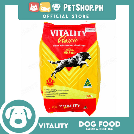 Vitality Classic Dog Food 1kg Super Premium Dog Food For Adult Dogs (Lamb And Beef) Dog Food, Dog Dry Food