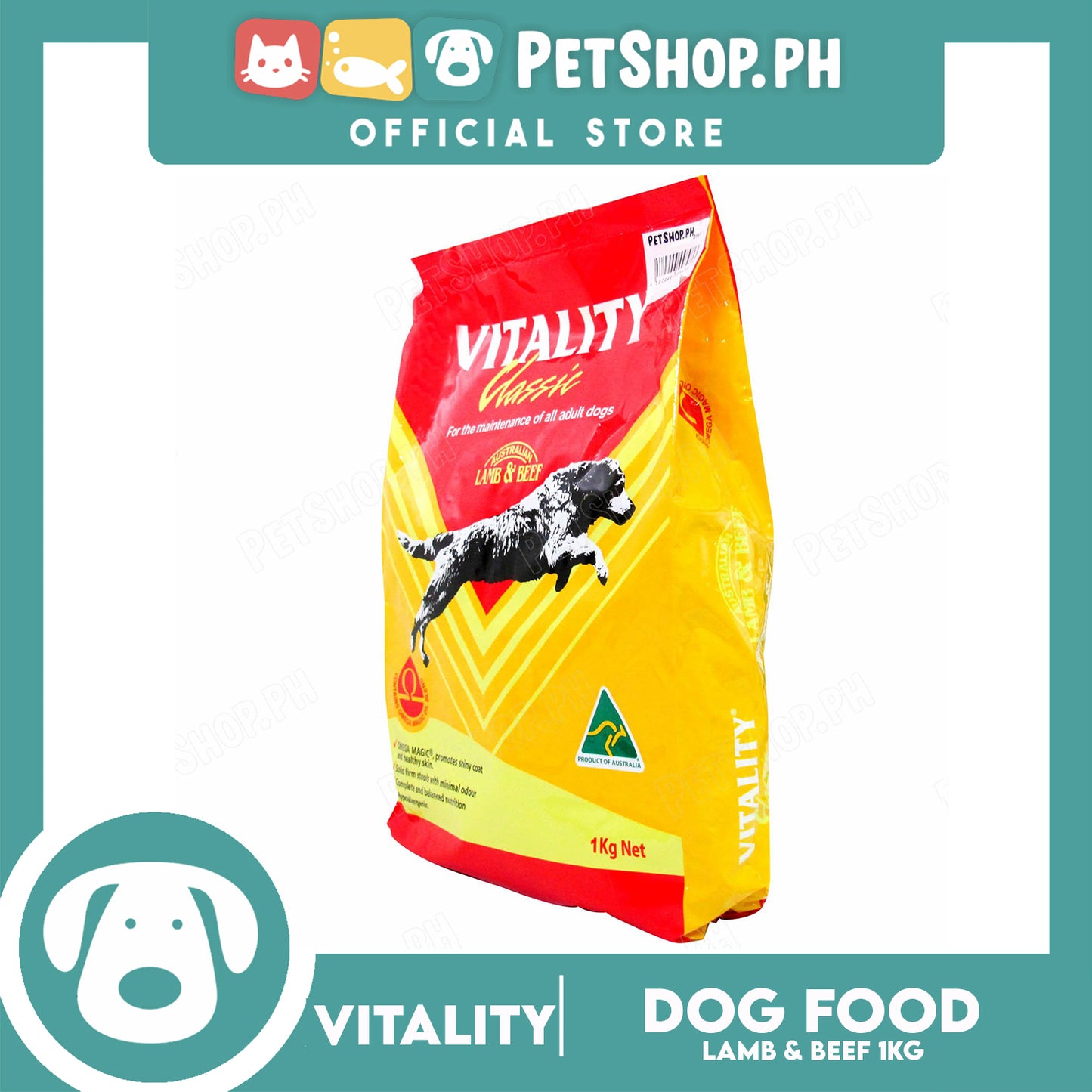 Vitality Classic Dog Food 1kg Super Premium Dog Food For Adult Dogs (Lamb And Beef) Dog Food, Dog Dry Food