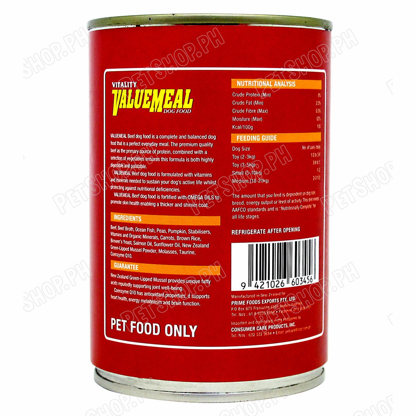 Vitality ValueMeal Canned Dog Food For Puppies And Adults 390g (Tender Beef) Dog Food, Dog Wet Food