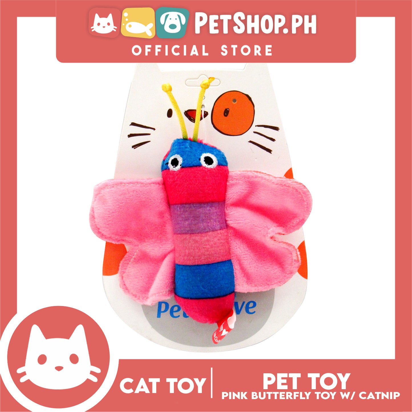 Amy Carol Butterfly With Catnip (Pink) Interactive Plush Cat Toy