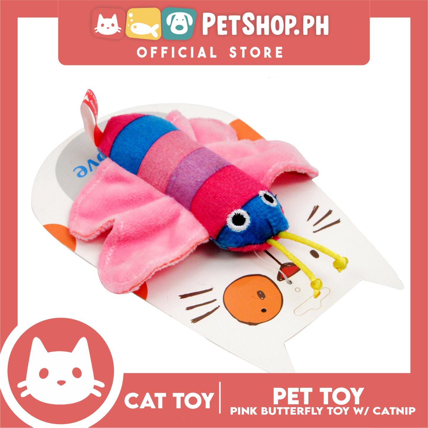 Amy Carol Butterfly With Catnip (Pink) Interactive Plush Cat Toy