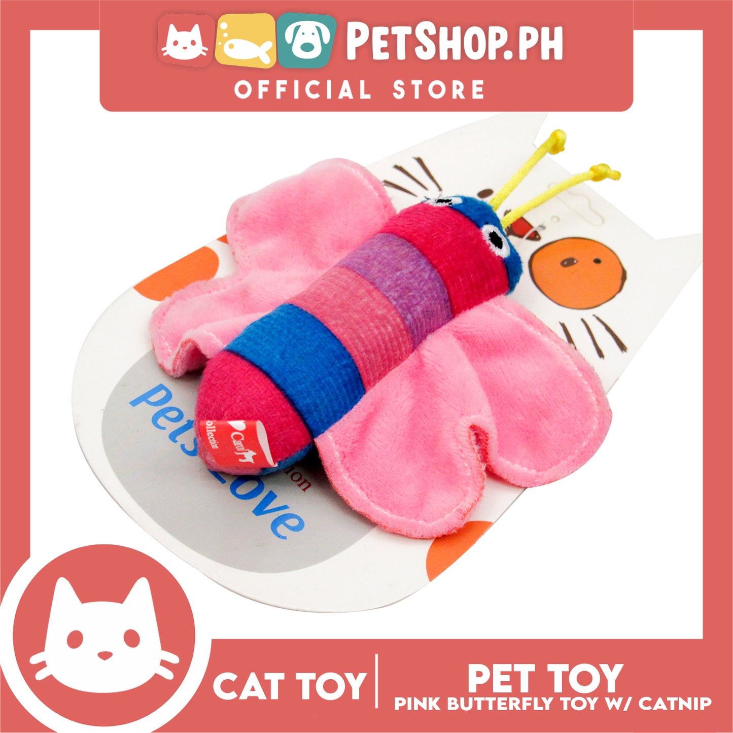 Amy Carol Butterfly With Catnip (Pink) Interactive Plush Cat Toy